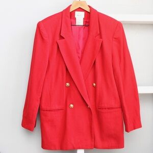 Kathie Lee Vintage Red Wool Blend Double Breasted Blazer Size 12 / Large